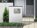 セミオープン外構の白い門柱を2つ建て、門扉を使用しないタイプでカジュアルに仕上げました・世田谷区喜多見の施工例43